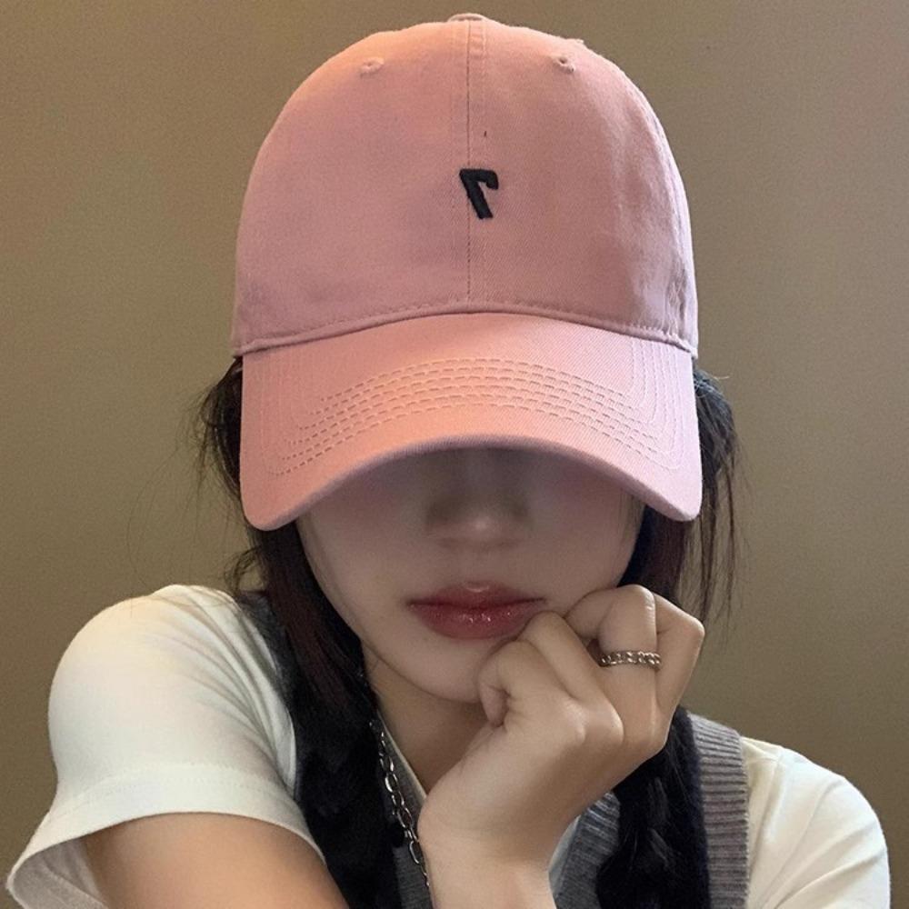 Cotton Embroidered 7 Cap Korean Style Cotton Peaked Hat Versatile Baseball Cap Girls