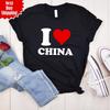 I Love Heart China T-Shirt Printed I Love China 100% Cotton Unisex Crew Neck Top