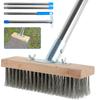 Stainless Steel Wire Floor Brush Home Clean Scrubber Stain Remover Cleaning Broom Garage Patio Floor Steel Brush