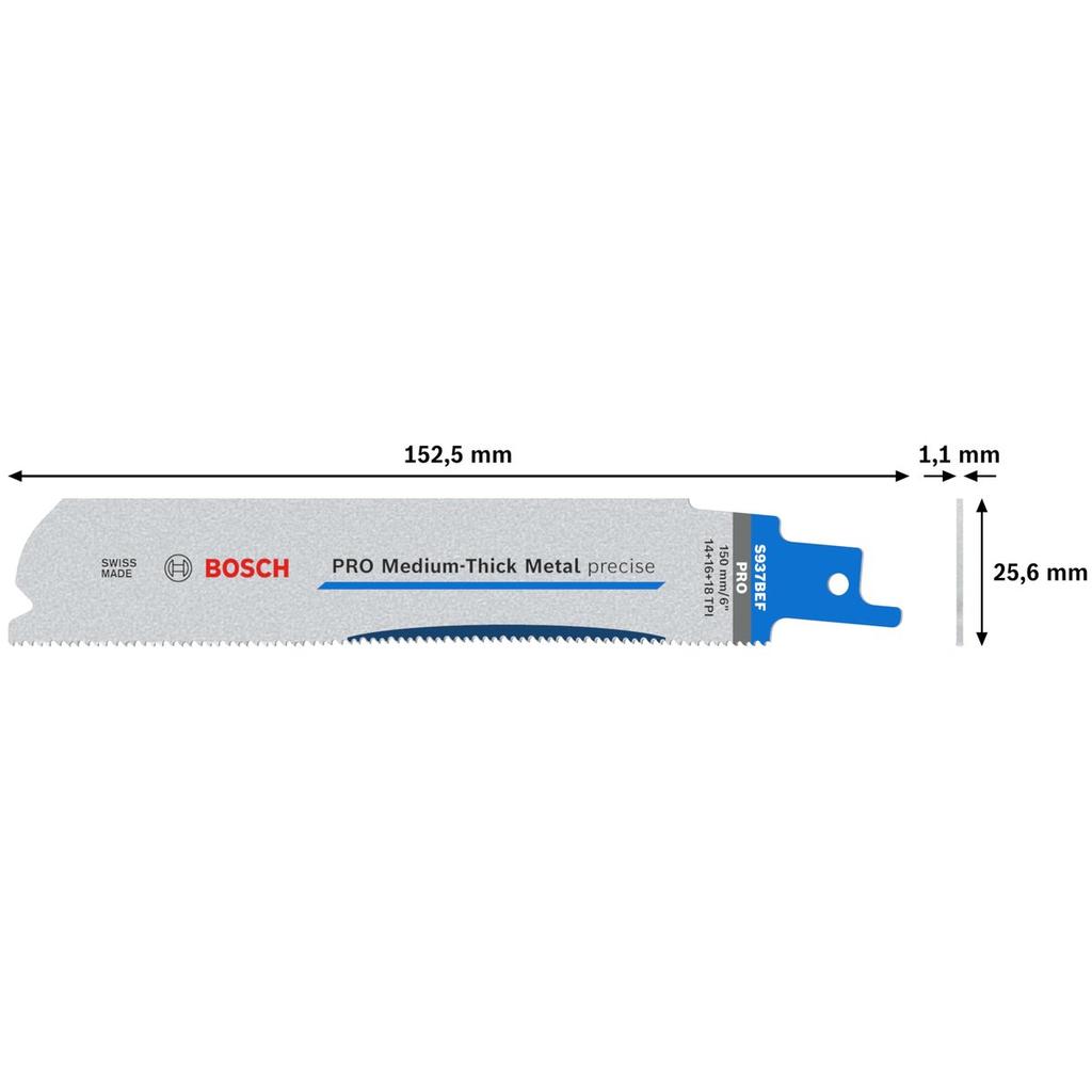 BOSCH S937BEF Биметаллические пилки для сабельной пилы по металлу средней толщины, 5 шт. (2608658991)