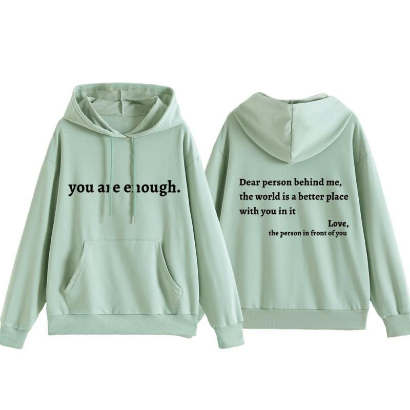 Womens Oversized Hooded Sweatshirt With Minimalist Letter Print Casual Long Sleeve Pullover