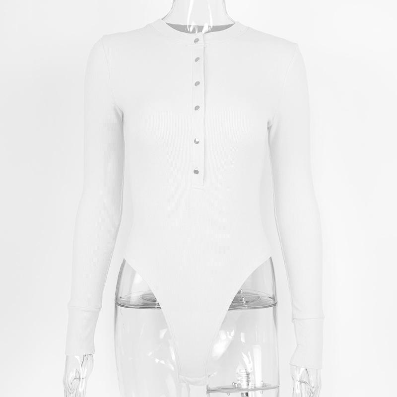 Autumn and Winter Women's Sexy Bottoming Cotton Top Ribbed Long-sleeved Jumpsuit for Women