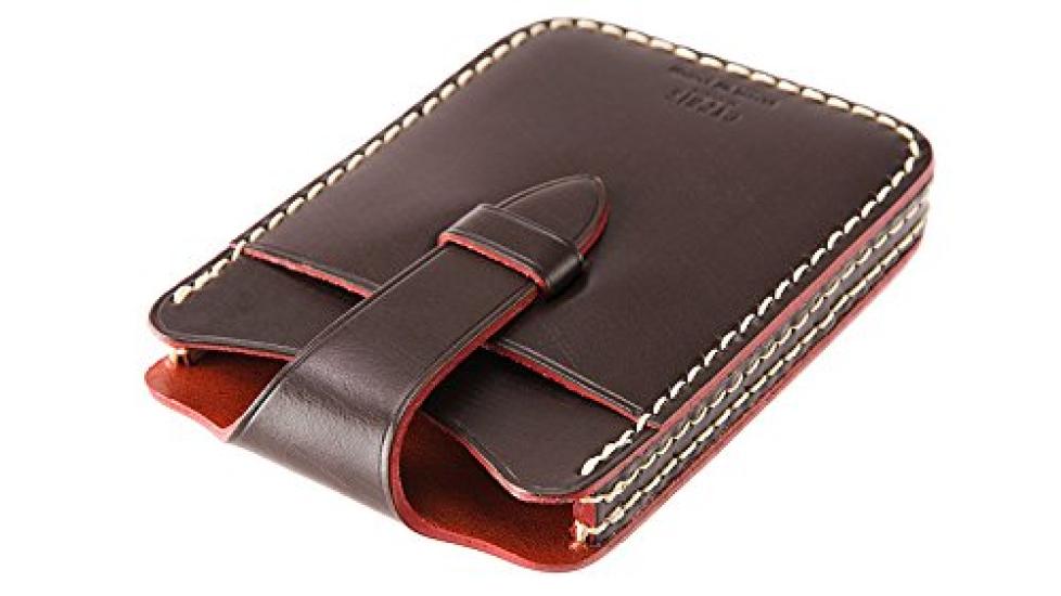 Чехол для карточек из кожи «Брайлд» из кожи «Луга», держатель для карточек из кожи, подарок на день рождения бойфренду, шоколадный x оранжевый 6277 [Cypris] и для отца