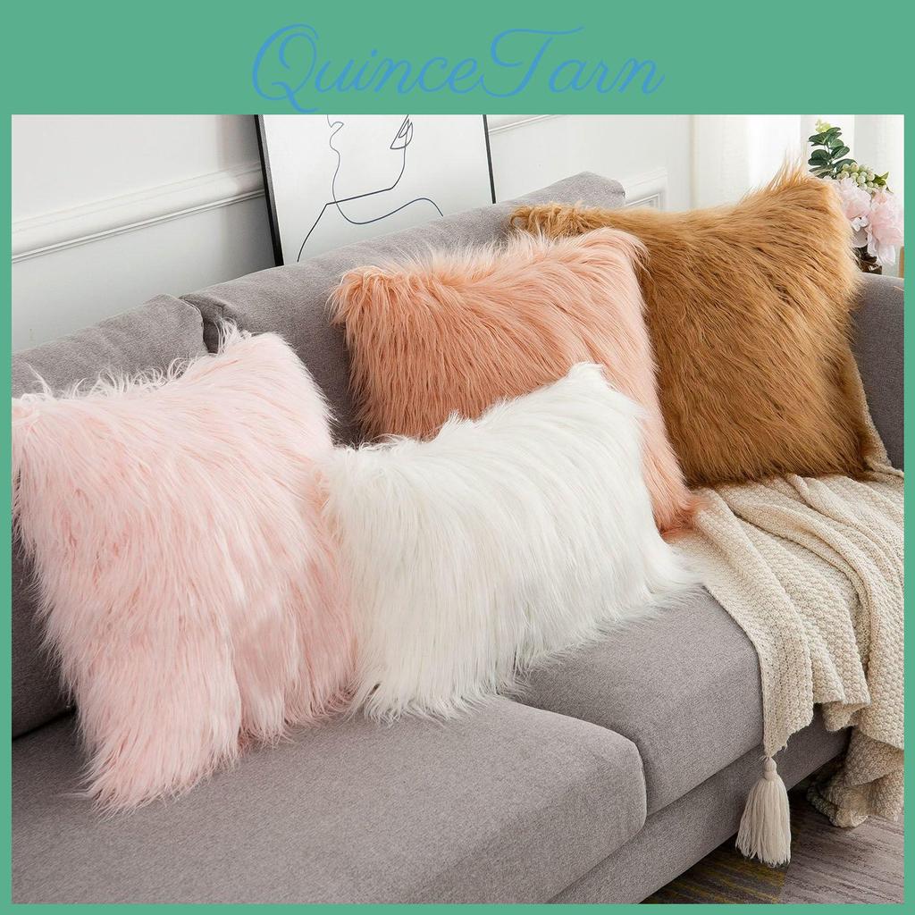 Cushion Cover 4550cm Simple Modern Soft Fluffy Pure White Plush Pillow Home Cushion Artificial Imitation Wool Pillow Cover