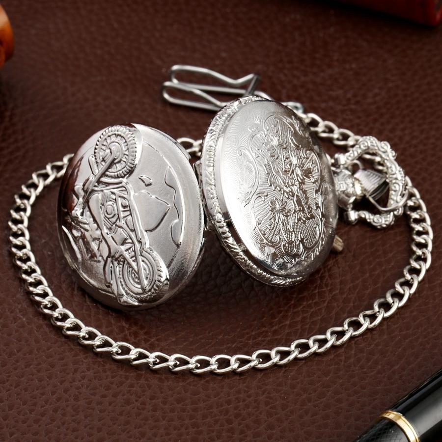 Мотоциклетные светящиеся светодиодные вспышки мотоциклетные кварцевые карманные часы резные цепные часы подарок для мужчин и женщин