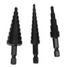 3Pcs High Speed Steel Step Drill Bit Set Hex Handle Step Drill Bit for Metal Wood Insulation Plate
