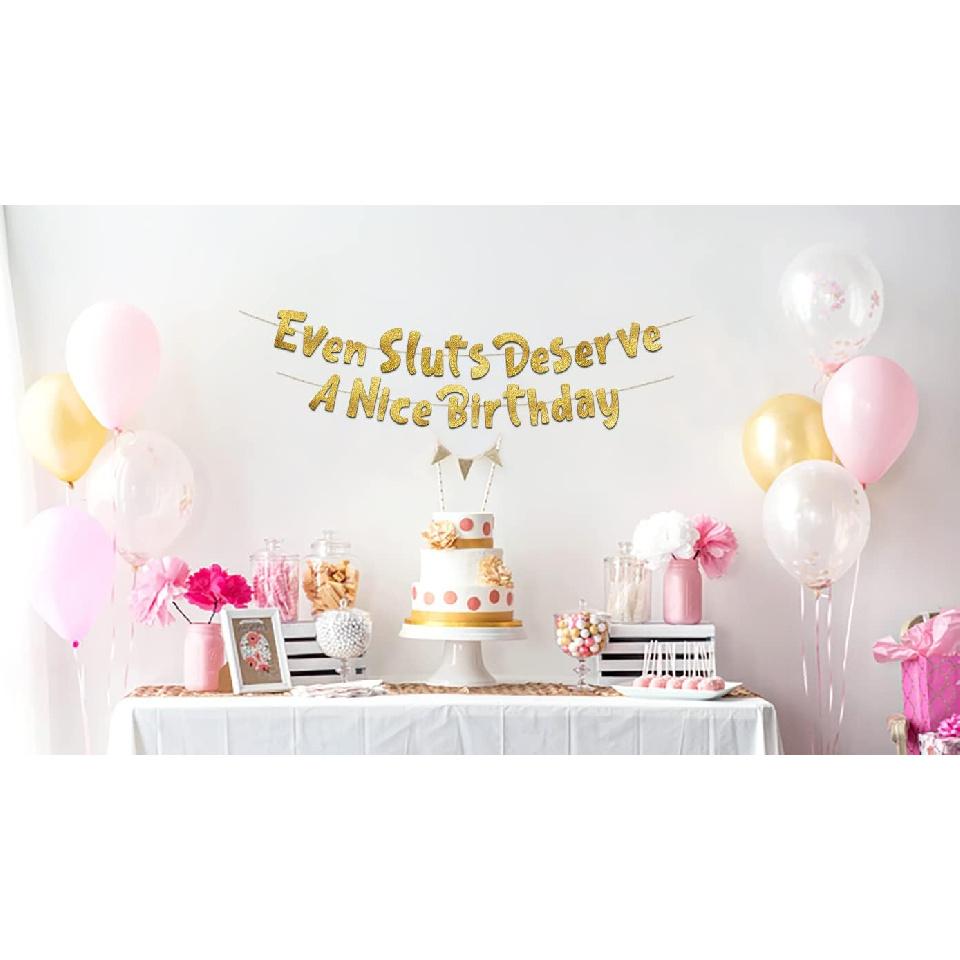 Funny Girls Gold Birthday Glitter Banner – Happy Birthday Party Supplies, Ideas, and Gifts – 21st, 22nd, 23rd,24th, 25th, and 30th Adult Birthday