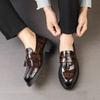 Brand Business Low Heeled Leather Casual Shoes Tassel Loafers Men's Thick Soled Shoes Man Moccasin Handmade Dress Slip On Shoes