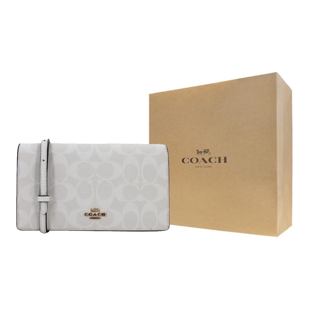 Coach Сумка через плечо Anna 20 с клапаном, холст и кожа, женская, цвет Glacier-White 3036-IMRFF