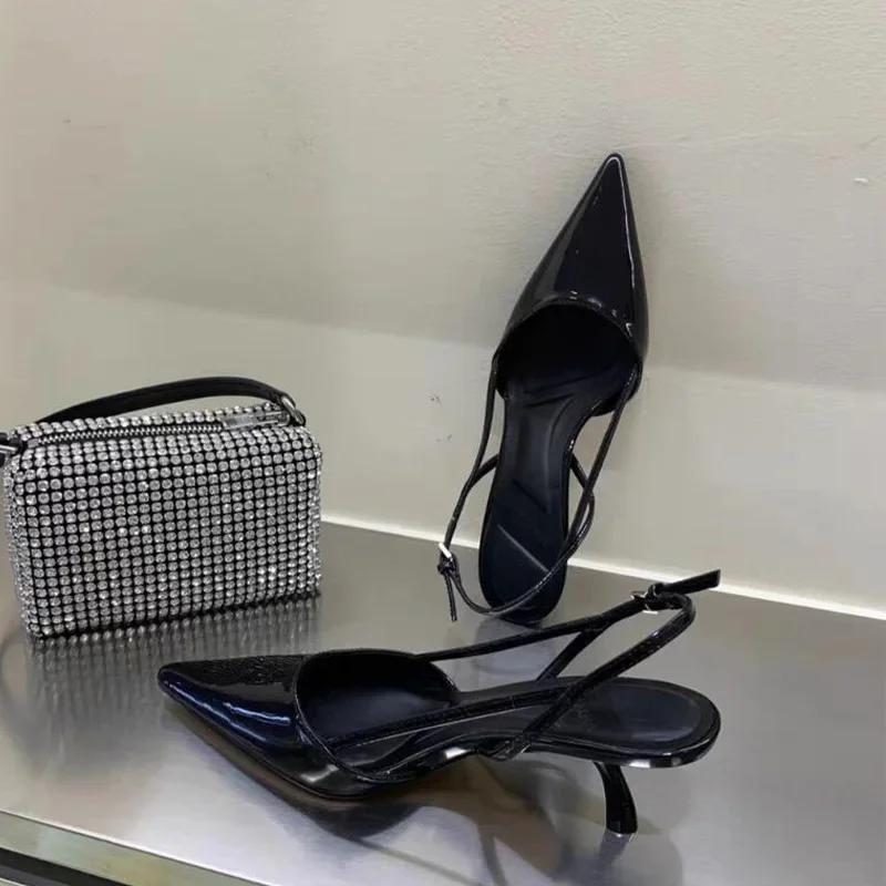 Fashion Women Pointed Toe Heels Shoes Sandals 2025 Dress Party Fashion Summer Slippers New Walking Flip Flops Pumps Slides