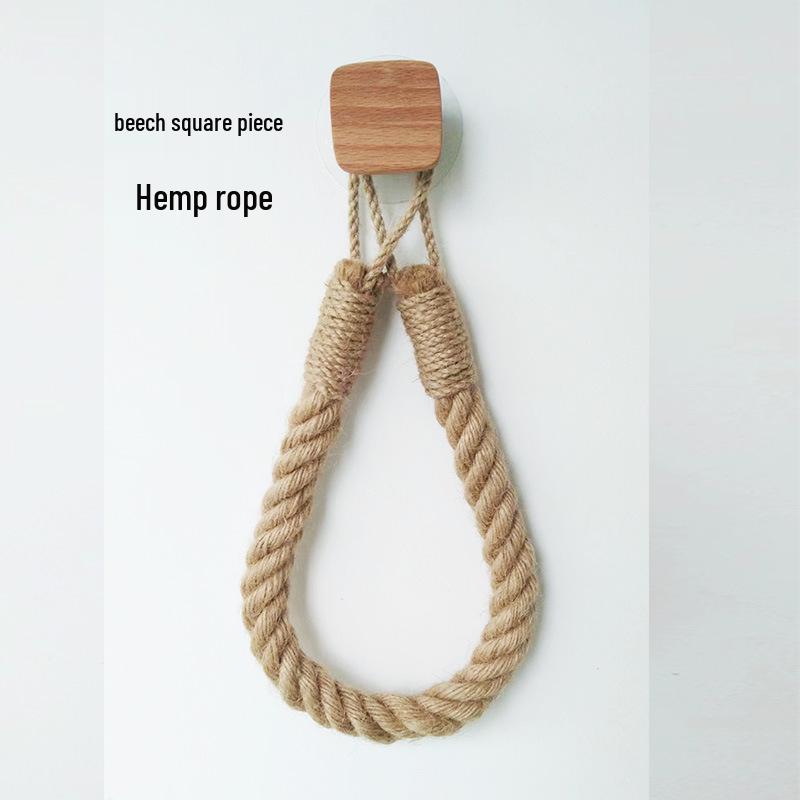 Держатель для салфеток из пеньковой веревки: Полка для полотенец из массива дерева и плетеного хлопка, креативная полка для хранения рулонной бумаги и полотенец для лица без сверления