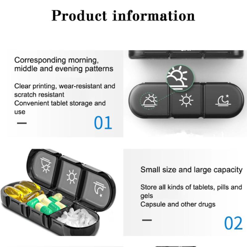 Pill Box 7 Days Organizer 21Grids 3 Times One Day Portable Travel With Large Compartments For Vitamins Medicine Fish Oils