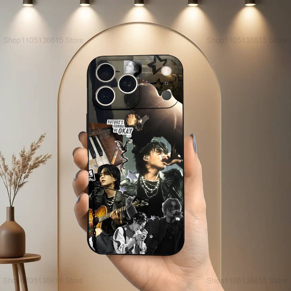 Cool M-Min Yoon G-GI Singer Case For iPhone 17,16,15,14,13,12,11,Plus,Pro Max,XS,X,XR,SE,Mini,8,7,Soft Silicone Black Cover