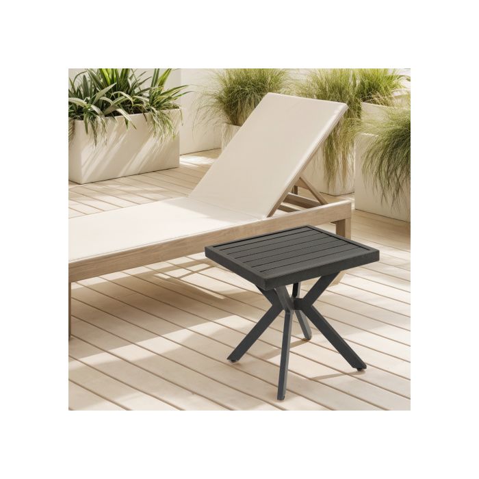 Table d'appoint - MUVOE - Carré - Aluminium - Résistante aux intempéries - Brun foncé