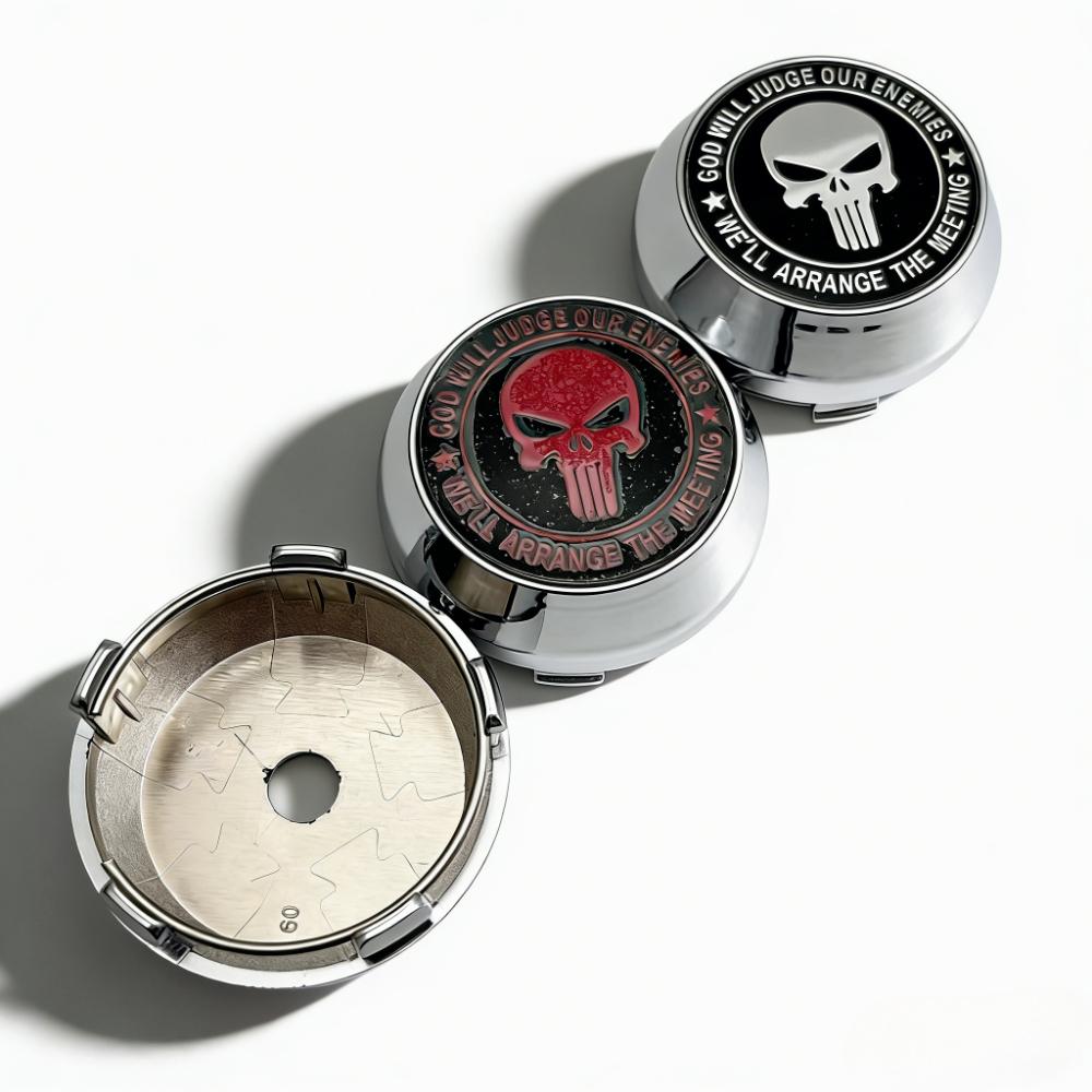 4pcs Skull Logo Badge Emblem Car Wheel Center Caps 60MM Clips 56MM Wheels Hub High Cap Rim Hubcaps Cover Replace Car Accessories