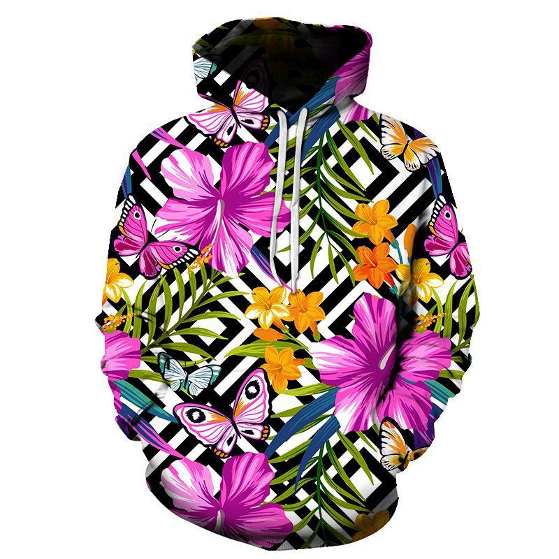 3D толстовка с капюшоном Flower Hoodie женская цветная летняя одежда Harajuku толстовки Hit Hop Streetwear Oversize Hoodie Top