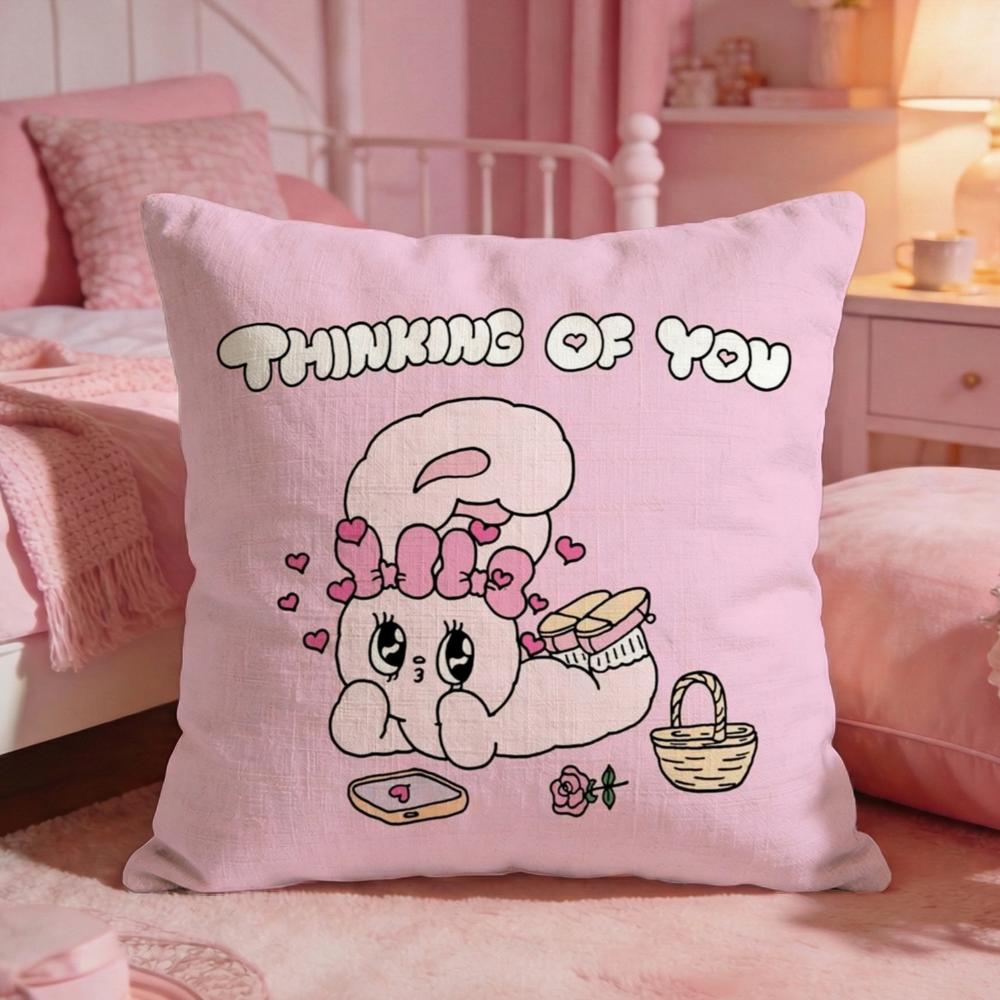 Cute EEsther Bunny Pink Cushion Cover Premium Comfort Reversible Pillow Cove Two in One Design for Any Room  Car Interior