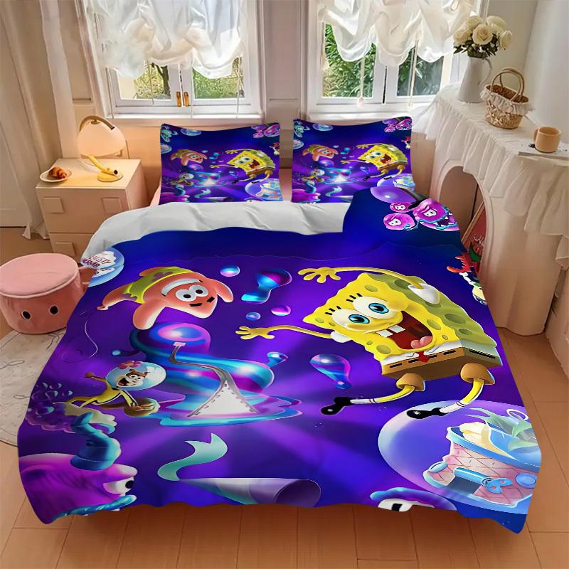 3pcs SpongeBob SquarePants Duvet Cover Set - Soft & Breathable Bedding, Includes 1 Duvet Cover and 1/2 Pillowcases (No Insert) yy251107187
