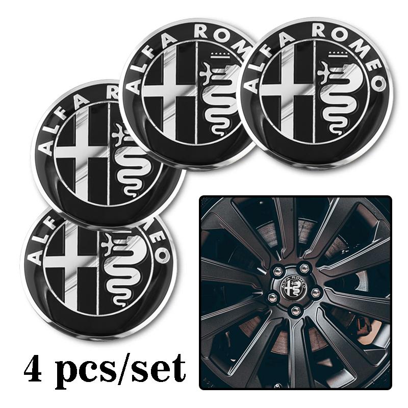 4Pcs Car Emblem Wheel Hub Center Cap Sticker Rim Badge Cover For Alfa Romeo GT 147 159 166 156 Giulietta Mito 8C Stelvio VolanteNO0