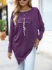 Women's Oversize Long-Sleeve Spring/Fall Asymmetrical Hem T-Shirt