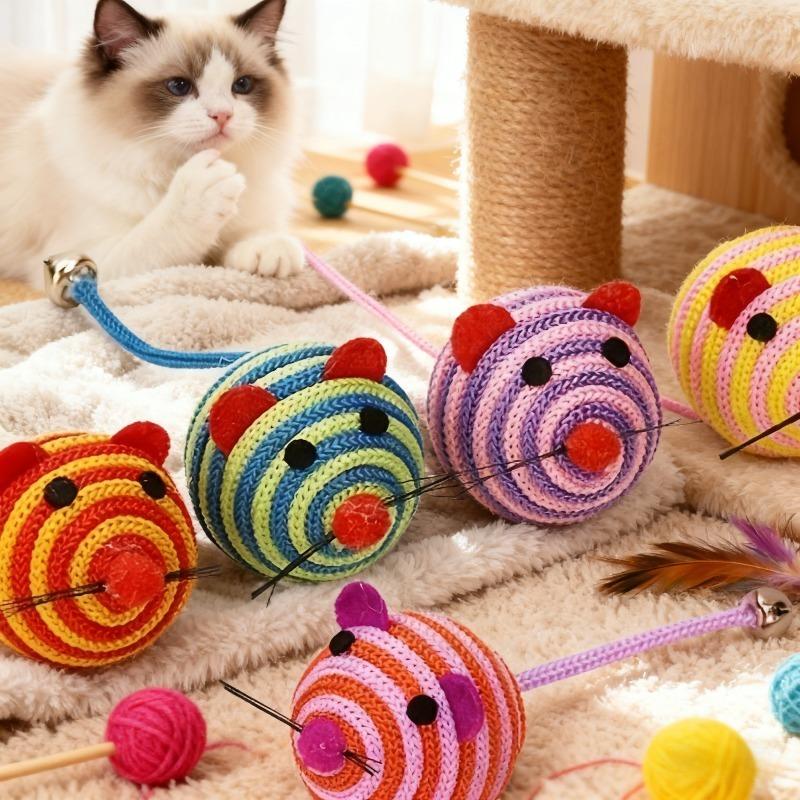 1 Полосатая мышь и кошка Игрушка | Прочный, устойчивый к жеванию Полиэстер Дразнилка для кошек