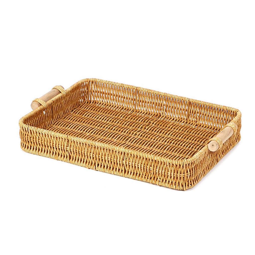 Корзины для хранения из ивовых прутьев ручной работы, плетеные корзины из искусственного ротанга, компактный органайзер для хлеба и фруктов, поднос для домашней организации