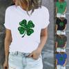 Женская повседневная футболка с круглым вырезом и коротким рукавом с принтом ко Дню Святого Патрика, топы