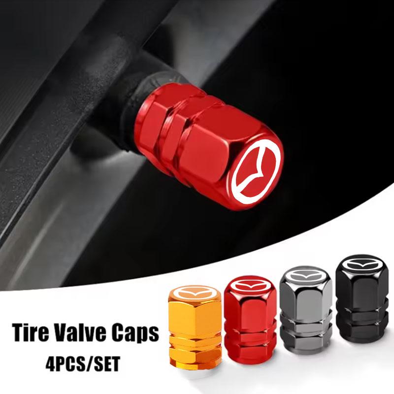 Car Tire Valve Caps Tire Valve Stems Cap Wheel Hub Sticker Tire for Mazda 3 bk bl 323 Axela Atenza CX-3 CX-4 CX5 Car Accessories