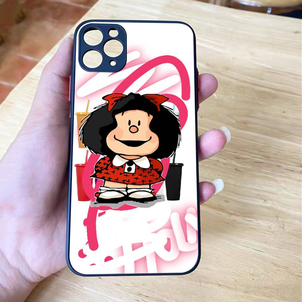 Hot Mafalda Cover For iPhone X XR XS 11 12 13 14 15 16 pro MAX mini Phone Case Matte shockproof