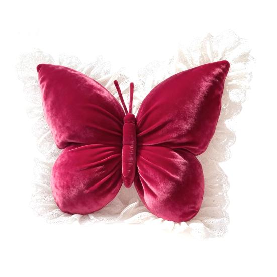 Декоративная подушка-бабочка Бархатная подушка-бабочка с кружевной отделкой Подушка для дивана, дивана, автомобиля Домашний декор Подарок на новоселье, день рождения