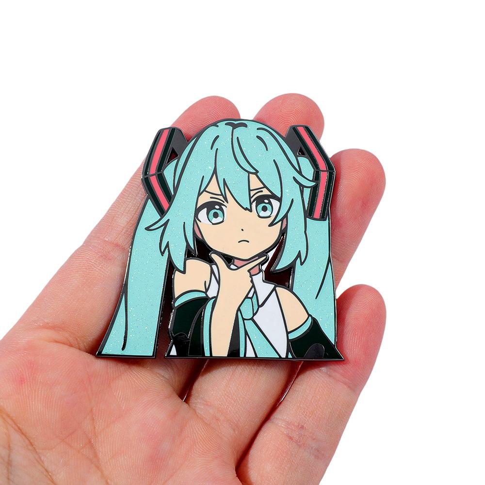 Японский виртуальный певец изображение металлический значок Hatsune Miku эмалевая эмалевая брошь аксессуары значок украшение