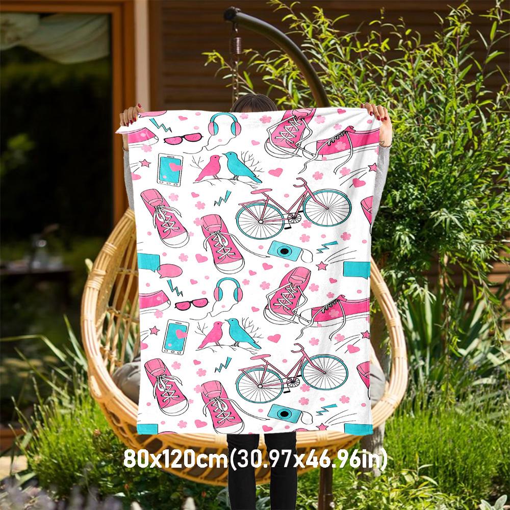 1pc shoes bike Outdoor Flannel Blanket Soft Warm All-Season Throw for Sofa Bed Car Camping Office, Cozy Gift Idea1233S