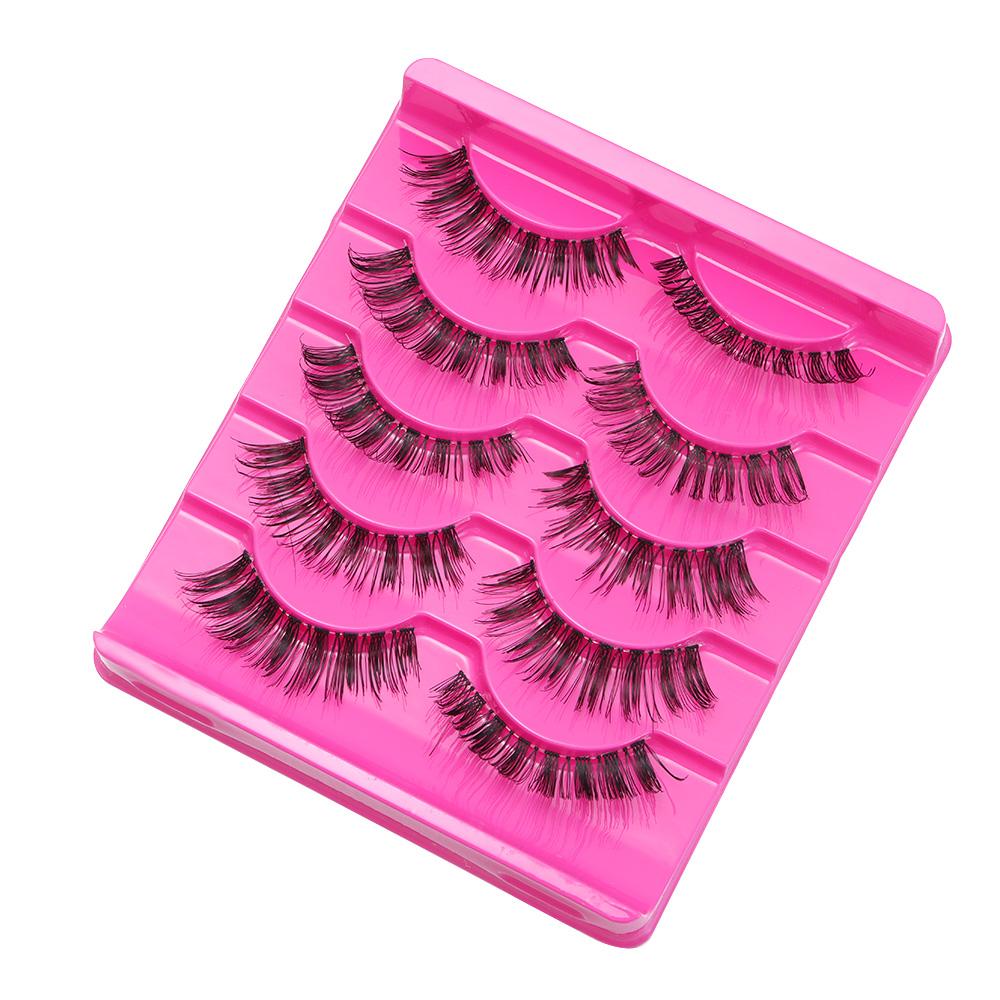 5 Pairs Cosmetic Long Cross Soft Thick Handmade Black False Fake Eyelashes Eye Lashes Extension