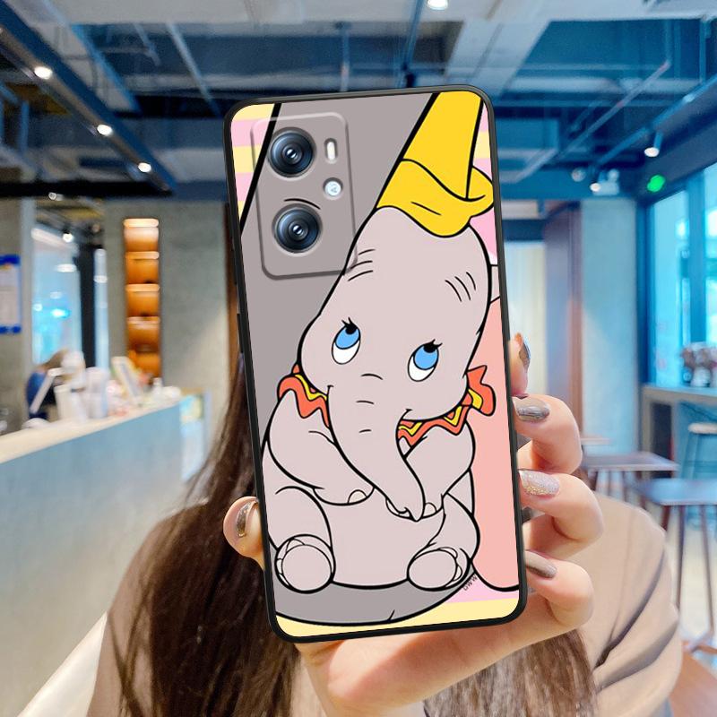 Милый мультфильм Дамбо для OPPO Find X6 X5 X3 A54S A5 A94 A16 A53S A57 A74 A72 A98 A78 A96 A9 5G черный мягкий чехол для телефона