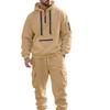 2025 Men's European Size Winter Loose Casual Sports Multi-Pocket Workwear Set with Plus Velvet