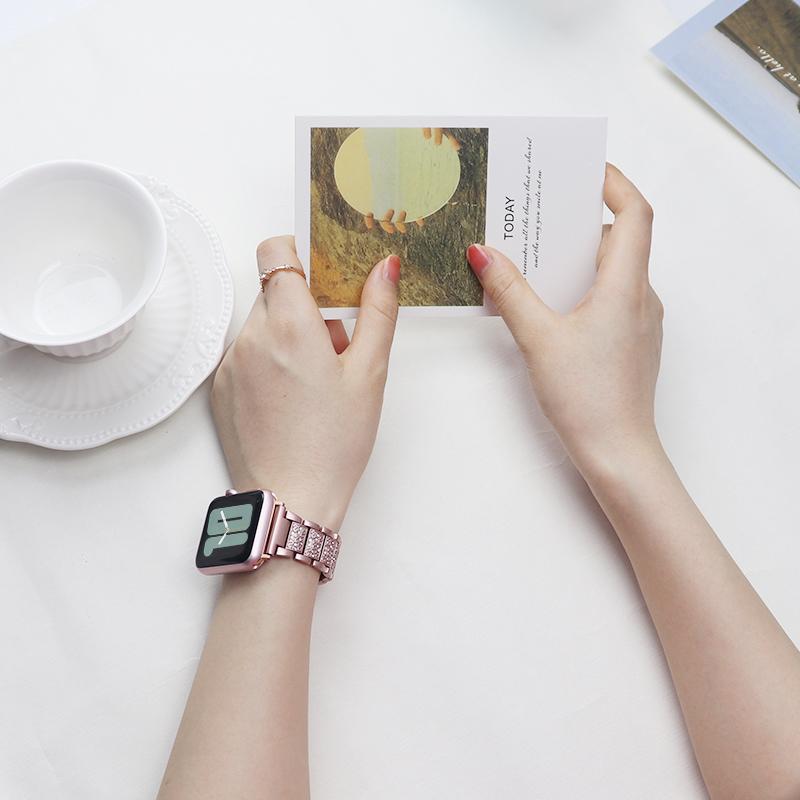 Роскошный ремешок для Apple Watch, ремешок 40 мм, 44 мм, 38 мм, 42 мм, женский ремень Correas, браслет из нержавеющей стали, браслет iWatch series 3, 4, 5, se 6