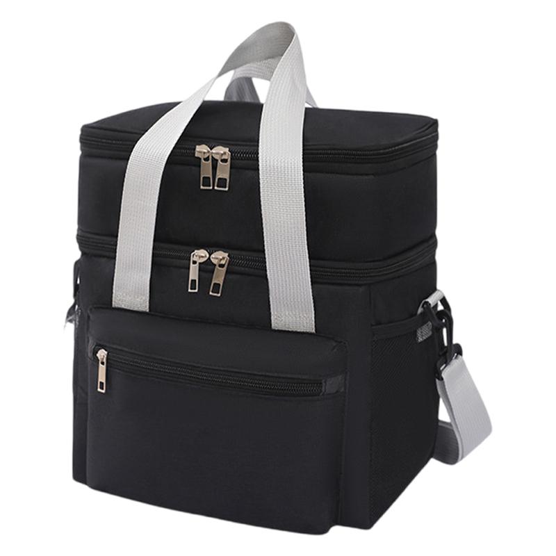 Многофункциональная двухслойная сумка-холодильник для женщин и мужчин, большая вместительная коробка для завтрака для путешествий и пикника с плечевым ремнем