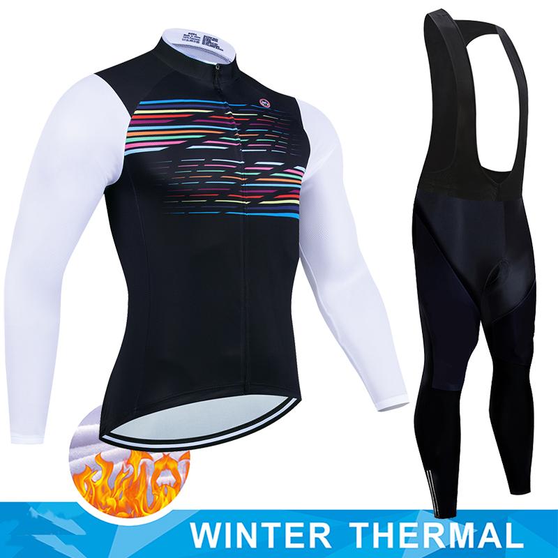 2025 Men Winter Thermal Fleece Cycling Jersey Set MTB Bike Uniform Warm Clothes Maillot Ropa Ciclismo Long Sleeve Clothing