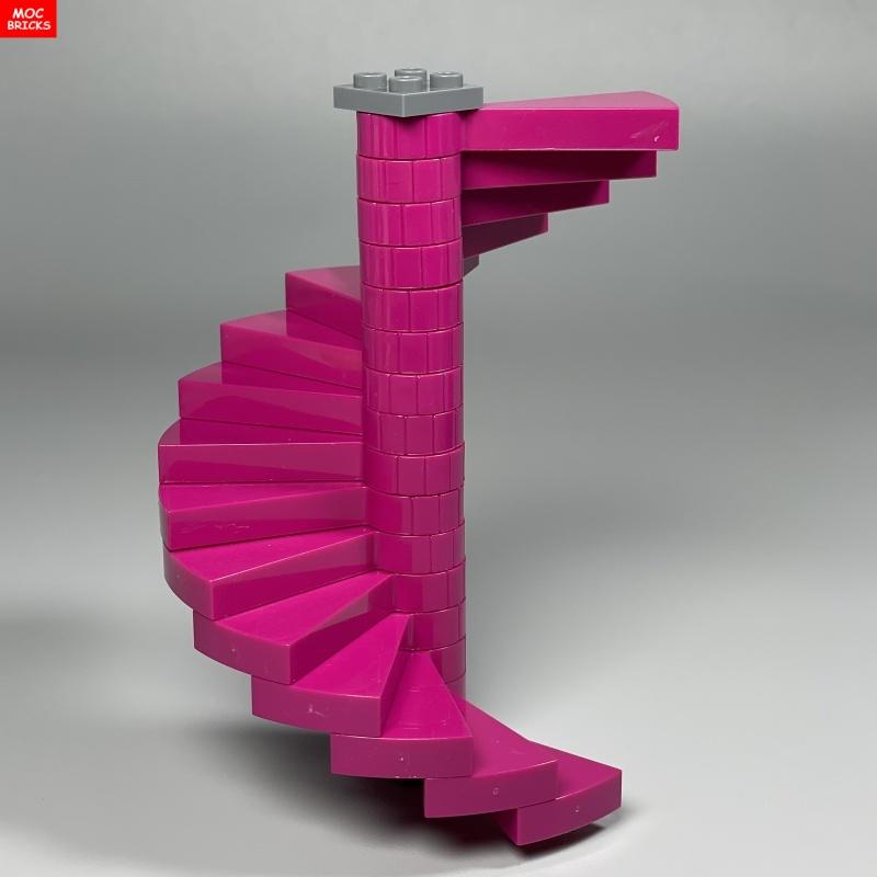 Set  MOC Bricks City Castle Stairs Spiral Step 40243 Support 1x1x5 40244 Assembles Particles Building Blocks