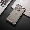 Luxury Metal Titanium Alloy Irregular Phone Case For iPhone 16 15 14 Plus 13 12 Pro Max Alien Aluminum Lens Ring Protection Cover