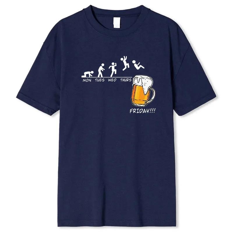 Мужские брендовые футболки Friday Beer Print с забавной графикой в стиле хип-хоп, летние мужские футболки, уличная одежда, хлопковая футболка Harajuku с коротким рукавом