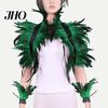 Feather Shawl 1 Set Fake Collar with Wrist Ring Gothic Style Imitation Adjustable Velvet Strap Hollow Out Lace Unisex Model Stage Show Performance