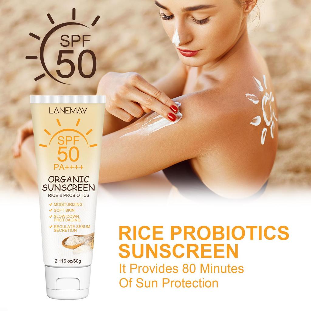 Солнцезащитный крем SPF50 - увлажняющий, питающий и смягчающий текстуру кожи, легкий и дышащий, устойчивый к УФ-лучам, 60 г