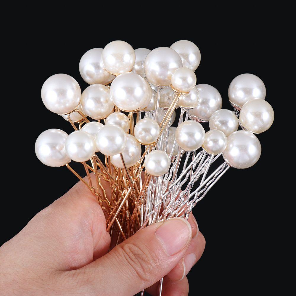 Tiara Wedding Hairstyle Design Tools Pearl Hair Stick U Shape Hair Clip Headwear Pearl Hair Pins