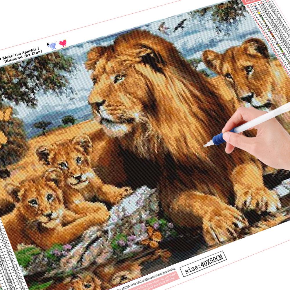 5D DIY Алмазная картина Лев и Тигр Алмазная вышивка Полный набор Наборы для вышивки крестом Домашний декор Подарки