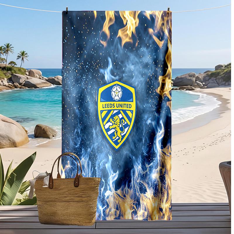 Пляжное полотенце с принтом футбольного клуба Leeds United, большое, мягкое, быстросохнущее, для пляжа, кемпинга, плавания