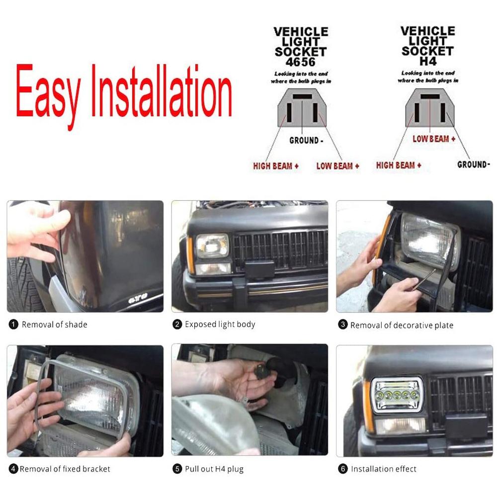 1 пара 240 Вт 5X7 дюймов 7X6 дюймов светодиодные фары Hi-Lo Beam Halo DRL для Jeep Cherokee Wrangler XJ YJ