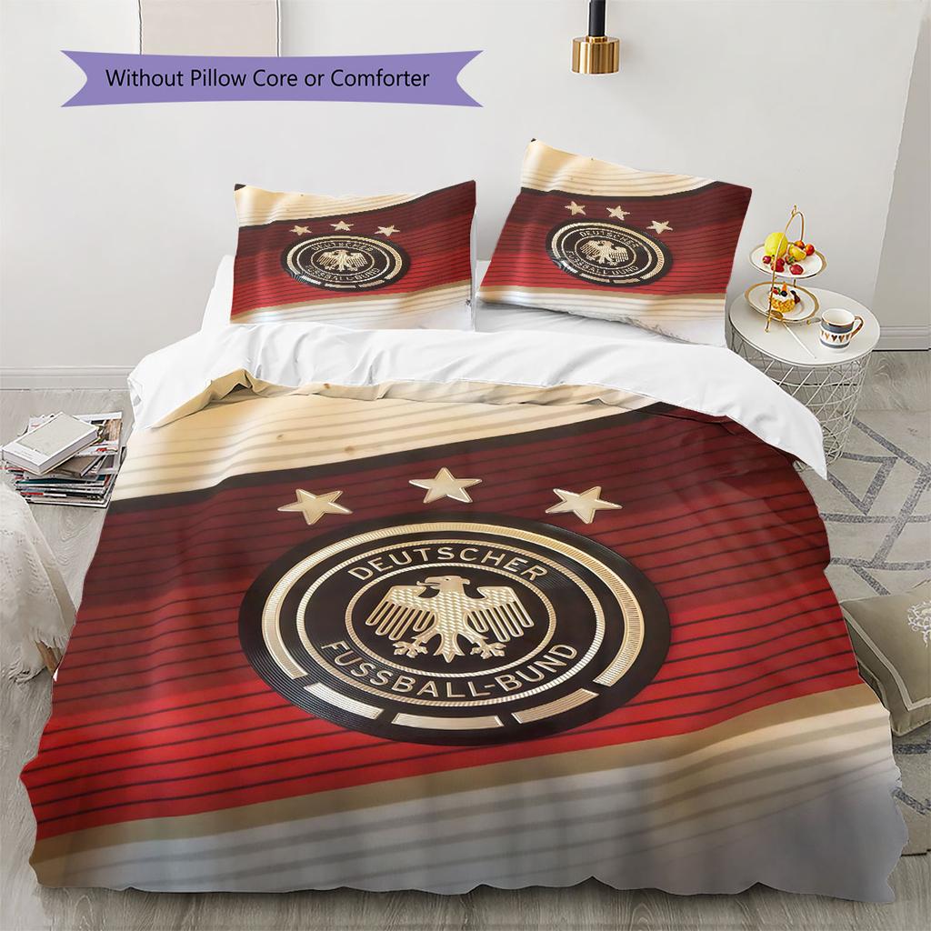 German Football Association Pattern Bedding Home Decoration Birthday Gift ( 1 duvet cover + 2 pillowcase, without core),fan merchandise.