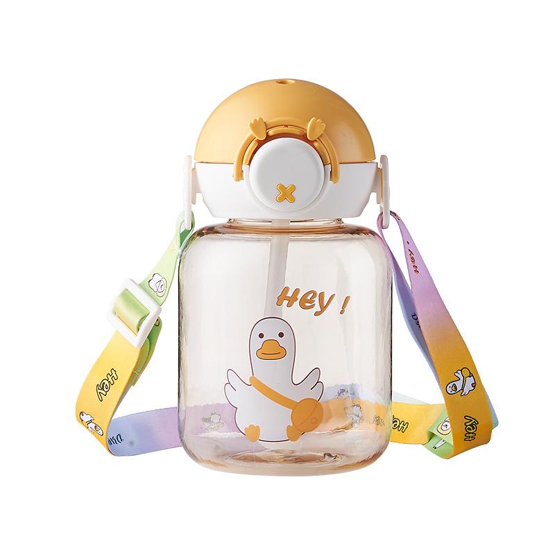 Детская соломенная чашка, милая пластиковая чашка, мультяшная чашка для воды, чашка, защищенная от падений и протекания, уличная портативная бутылка для воды с крышкой-пулей
