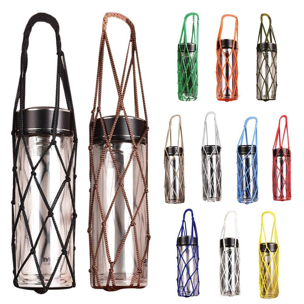 Manual Water Bottle Cover Hand Woven Pouch Visible Bag Cartoon Portable Water Cup  Insulated Cup